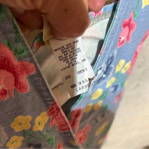 Vintage 80s Vivaldi floral denim v neck button up vest large - Picture 5 of 6